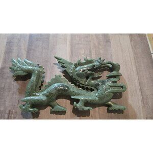 Vintage Chinese Feng Shui Dragon Luck Hand Carved Sculpture  Wealth Prosperity